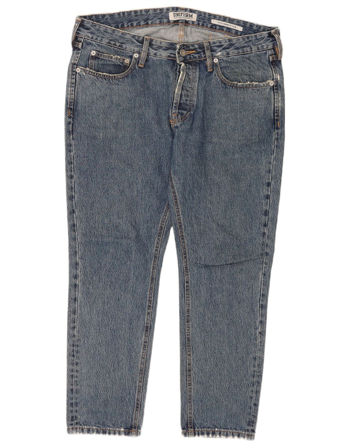 Uniforme feminino slim jeans W33 L27 algodão azul