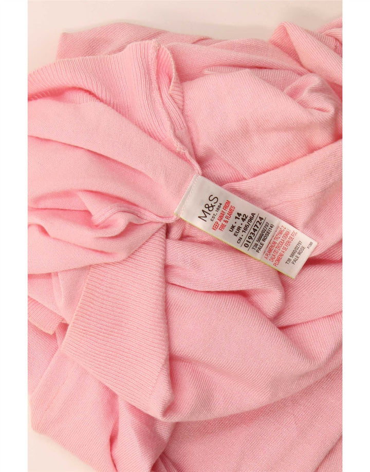 Suéter cardigã feminino Marks & Spencer Reino Unido 14 grande viscose rosa
