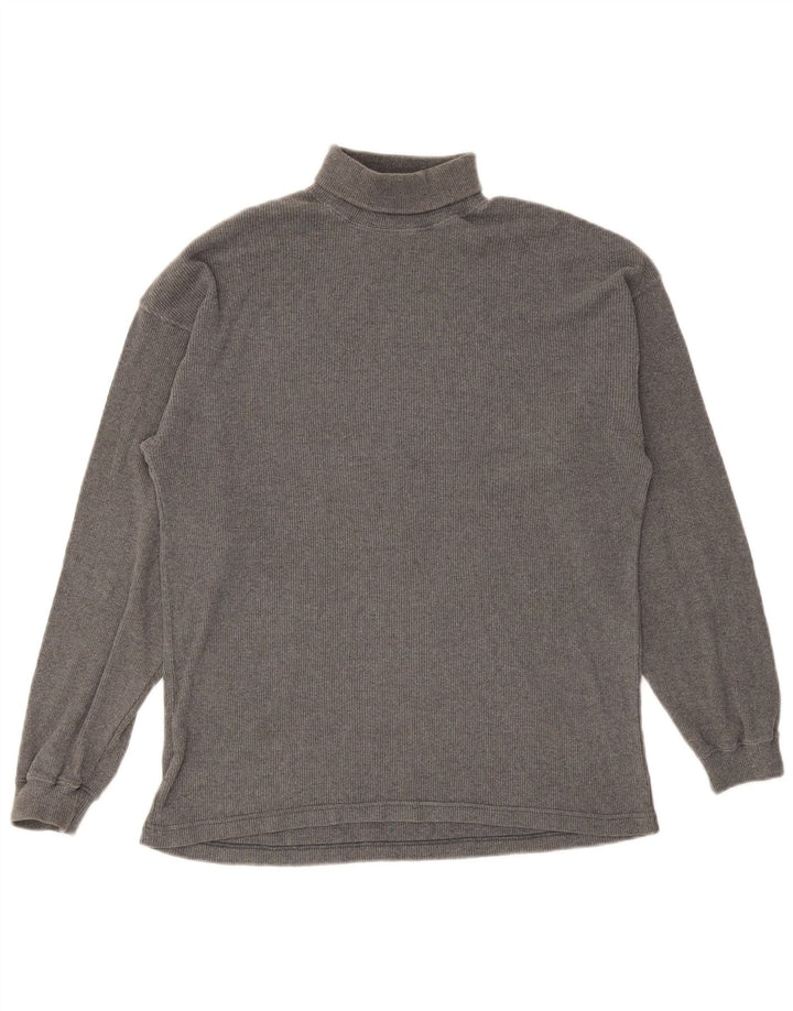 Marks & Spencer Camiseta masculina com gola redonda e manga comprida de algodão cinza pequeno