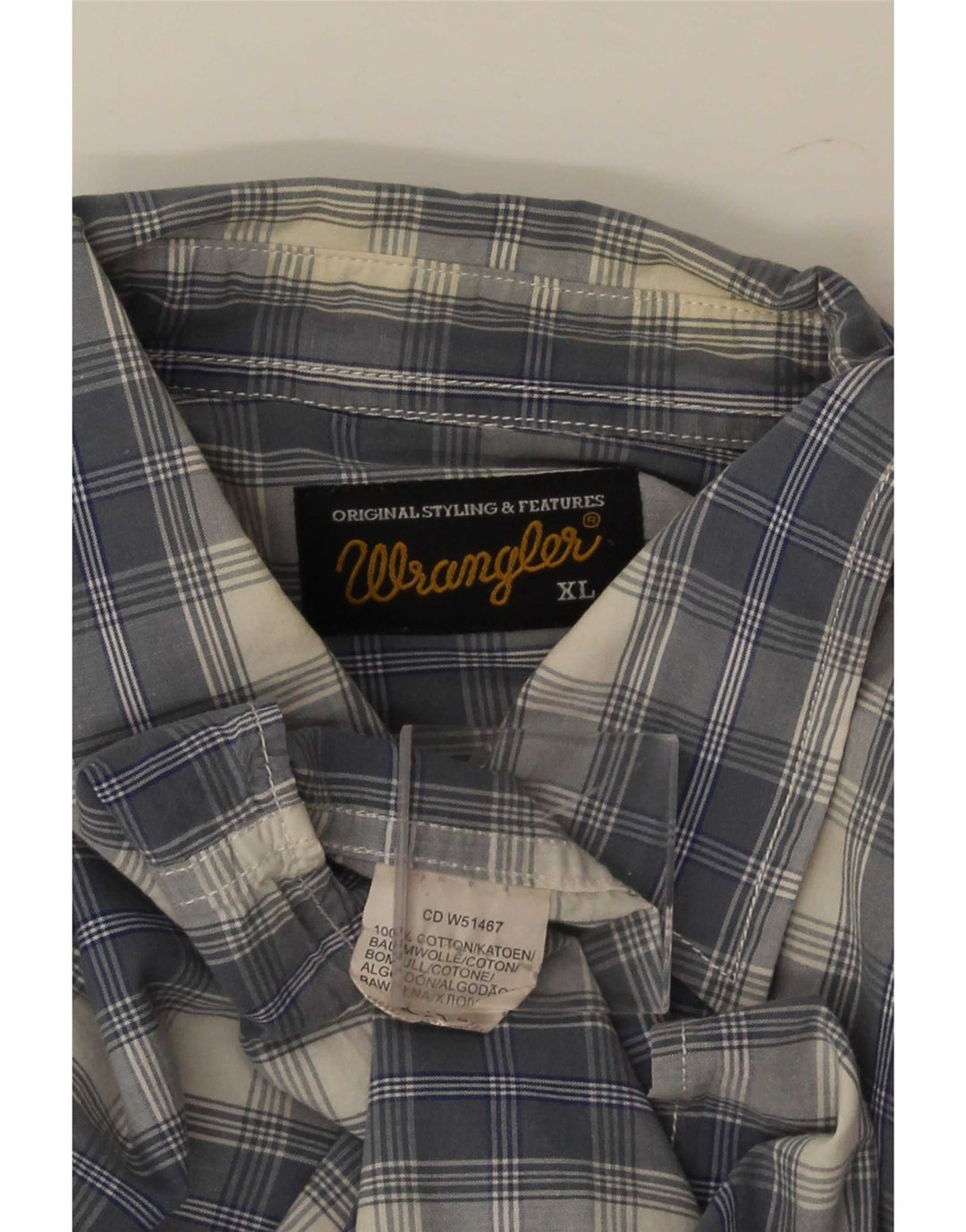 Camisa masculina Wrangler XL azul xadrez algodão