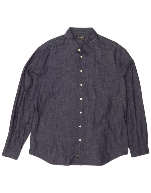 Camisa masculina Dkny grande algodão azul marinho