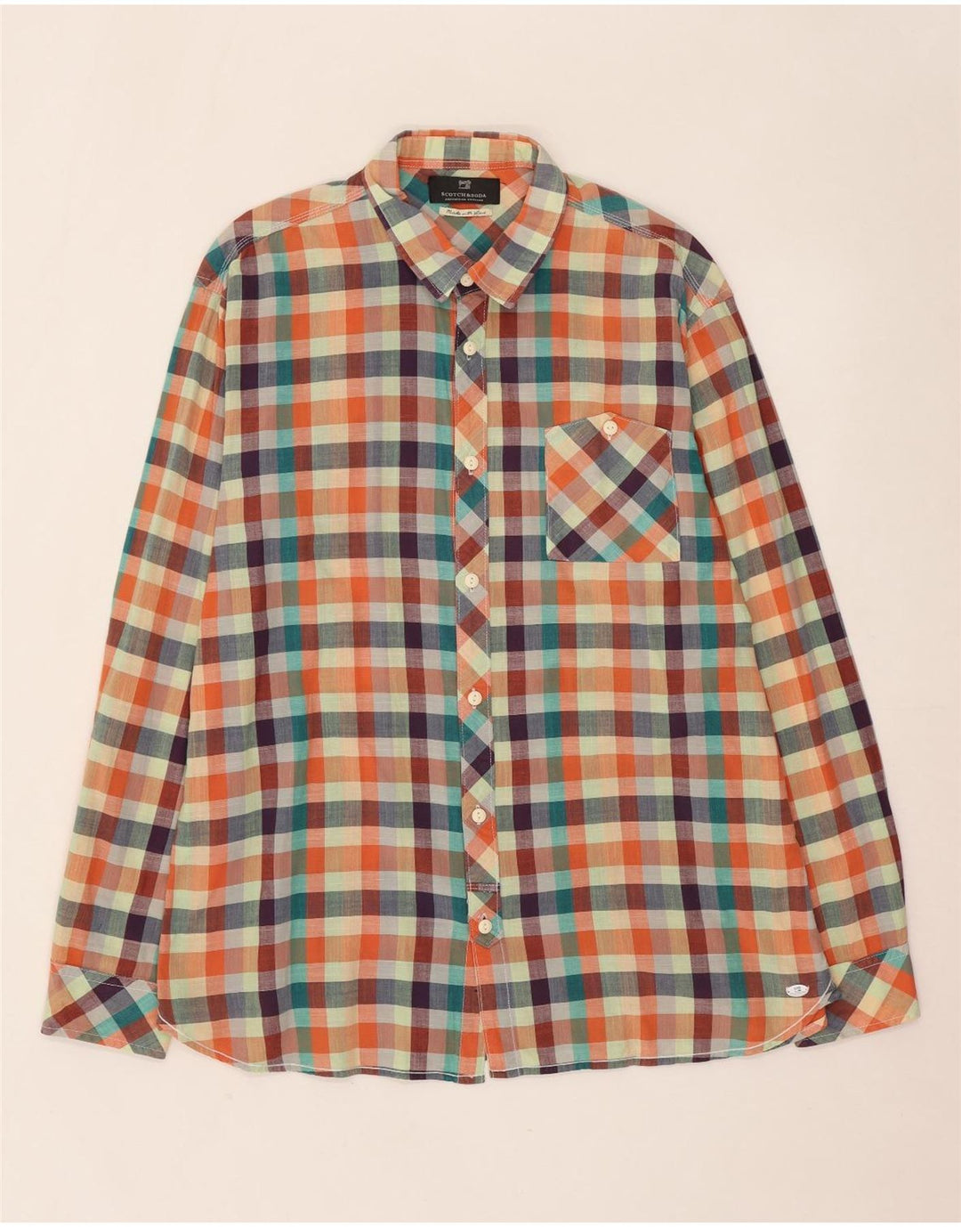 Camisa masculina Scotch & Soda 2XL algodão xadrez multicolorido
