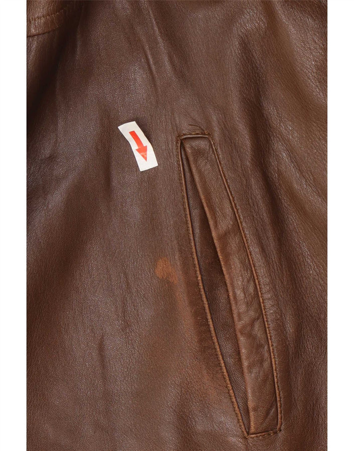 Jaqueta de couro masculina Michel IT 56 3XL Marrom