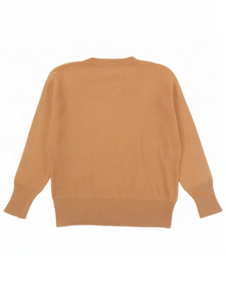 Suéter feminino Massimo Dutti com decote em V Reino Unido 14 lã bege médio