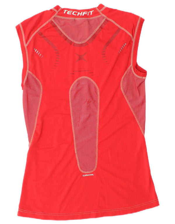 Adidas Mens Climacool Camiseta Top Grande Vermelho Colorblock Poliéster