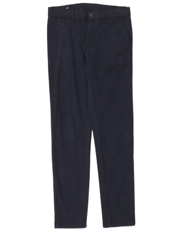 Zara Mens Slim Chino Calças EU 38 Pequeno W30 L30 Azul Marinho Algodão