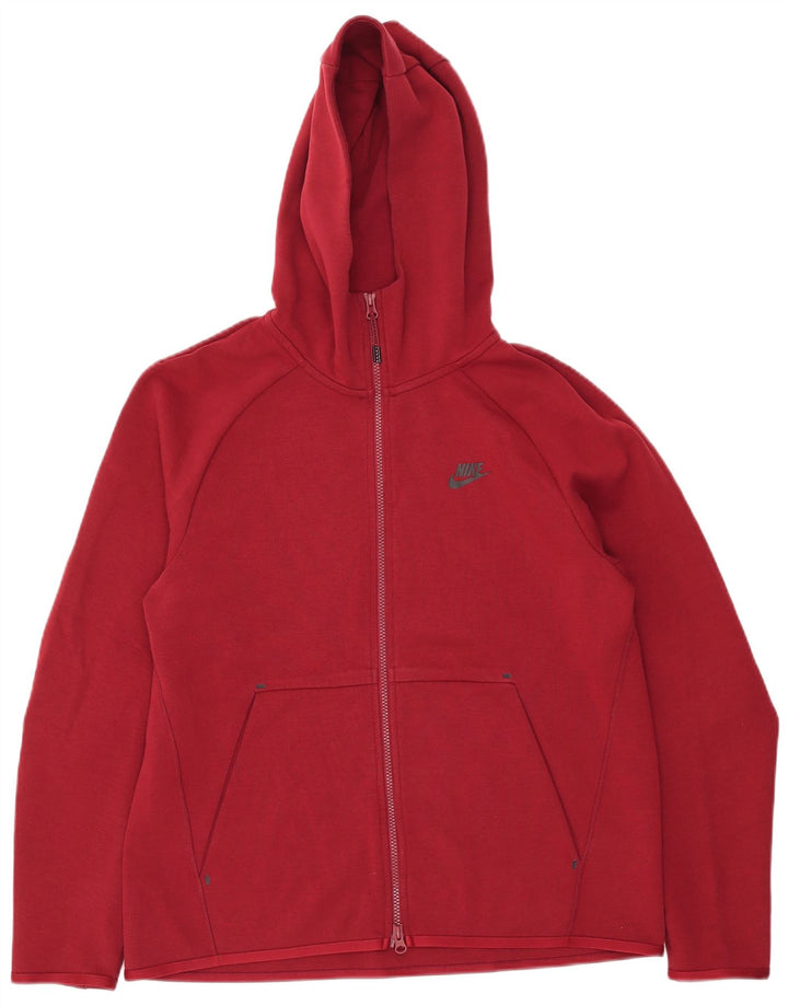 Suéter Nike masculino com capuz e zíper médio algodão vermelho