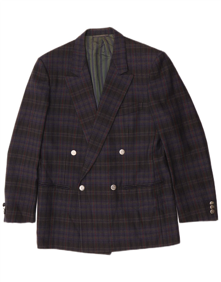 Jaqueta blazer masculina Pal Zileri com peito duplo IT 50 grande xadrez azul marinho