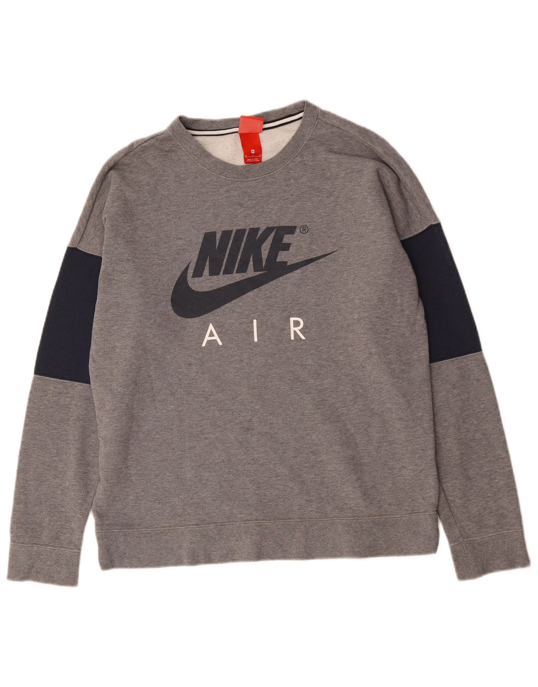 Moletom gráfico masculino Nike Jumper cinza médio algodão colorblock