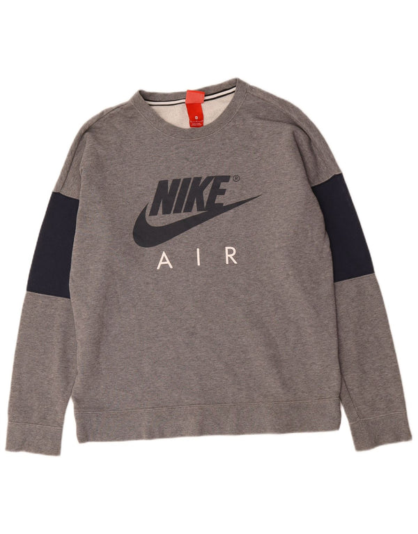 Moletom gráfico masculino Nike Jumper cinza médio algodão colorblock