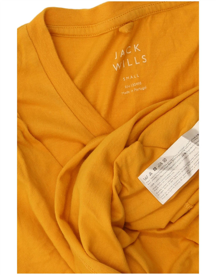 JACK WILLS Camiseta masculina top pequeno algodão amarelo