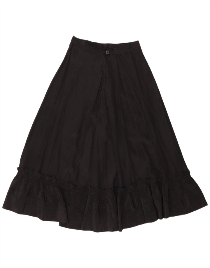 Saia larga feminina vintage W28 média preta
