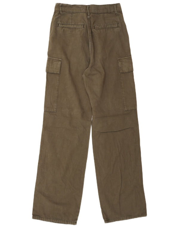 Calça cargo reta feminina Zara EU 34 2XS W25 L31 cáqui