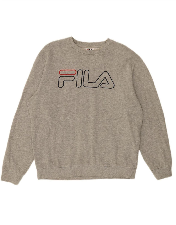FILA Suéter gráfico masculino com capuz cinza médio algodão