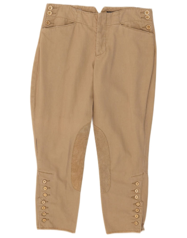 Calça feminina Ralph Lauren Riding Slim Cropped EUA 10 Grande W30 L24 Bege