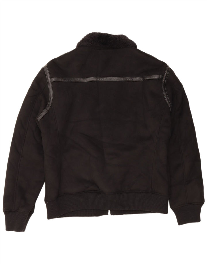Zara Mens Sherpa Jacket UK 40 Grande Poliéster Preto