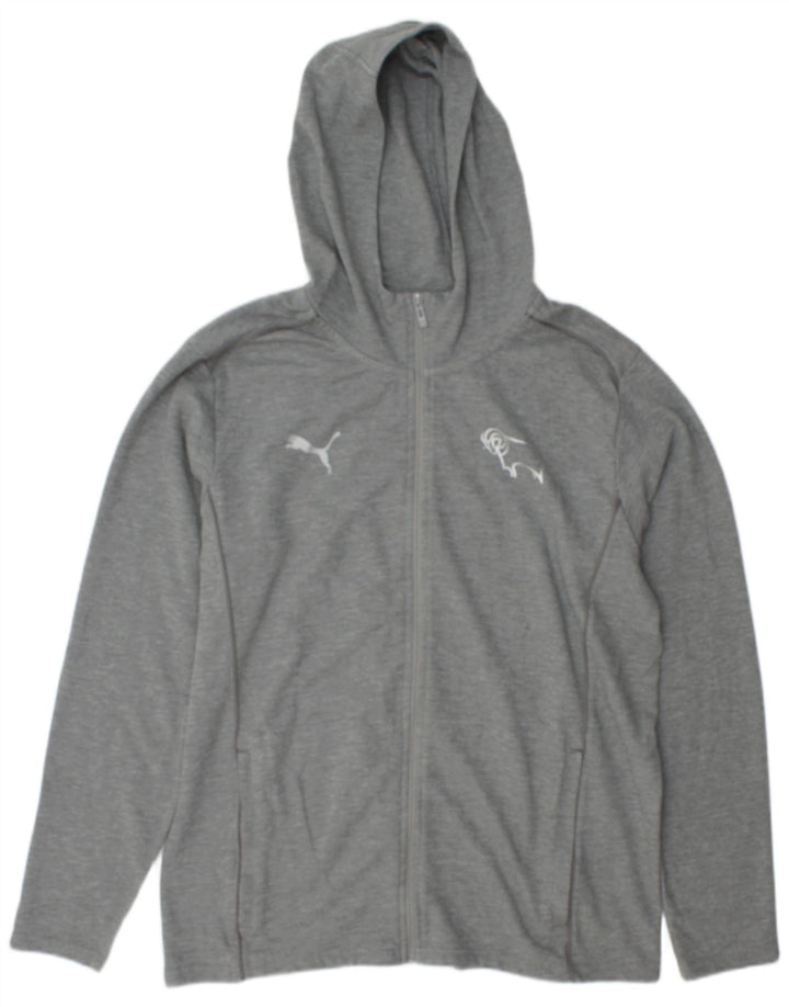 Suéter masculino Puma com capuz e zíper grande cinza manchado