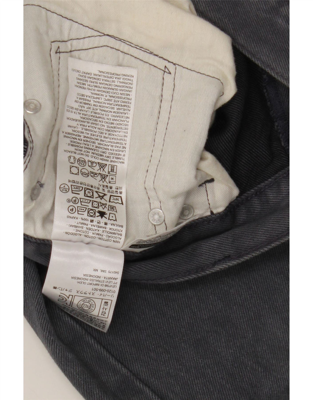 Calça jeans masculina Levi's 501 Straight W32 L32 cinza algodão