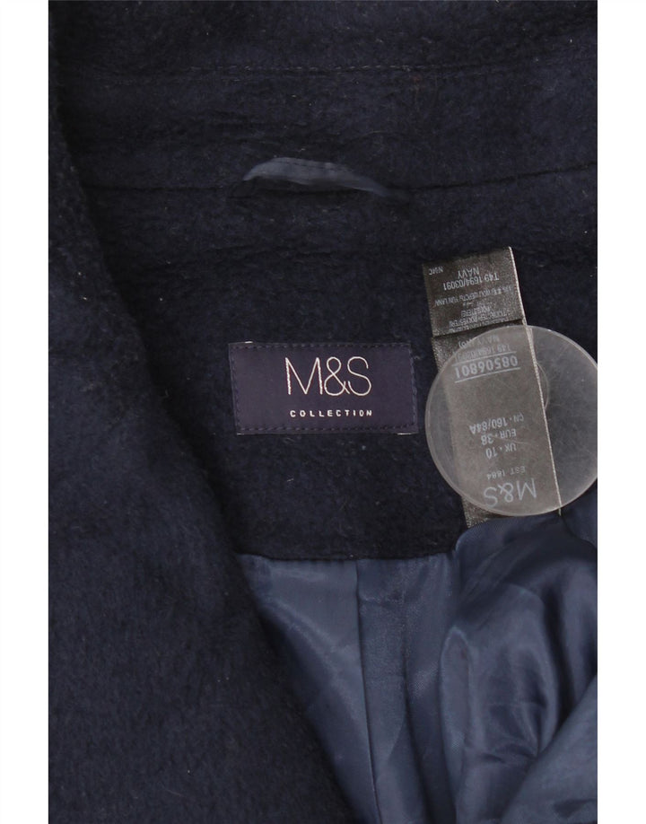 Sobretudo feminino Marks & Spencer grande tamanho UK 10 pequeno poliéster azul marinho