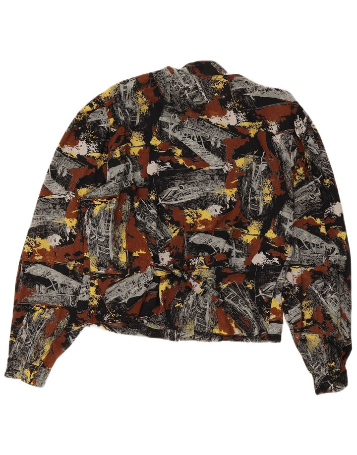 Blusa feminina vintage com estampa abstrata UK 14 média multicolorida