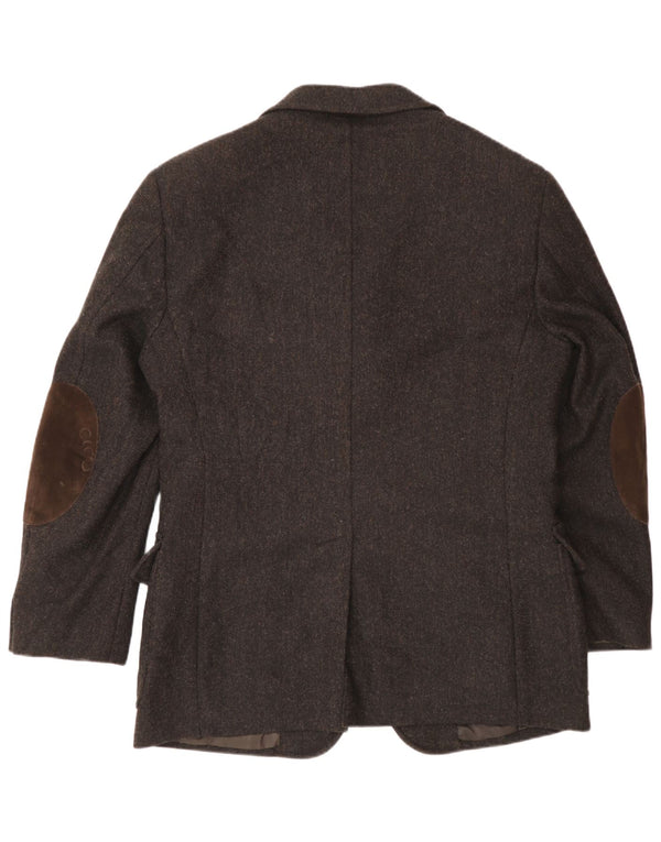 Jaqueta blazer masculina Fay com 3 botões IT 50 grande lã espinha de peixe marrom
