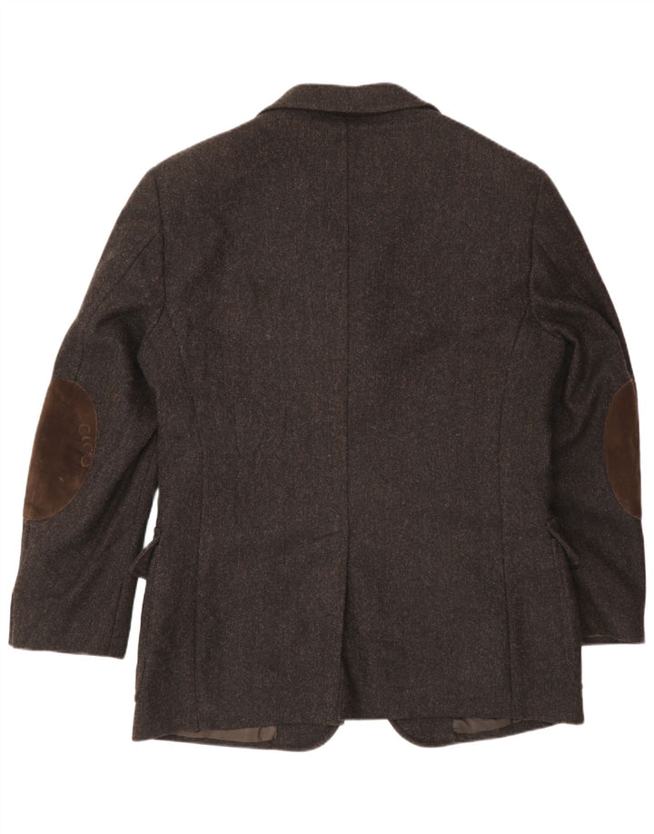 Jaqueta blazer masculina Fay com 3 botões IT 50 grande lã espinha de peixe marrom