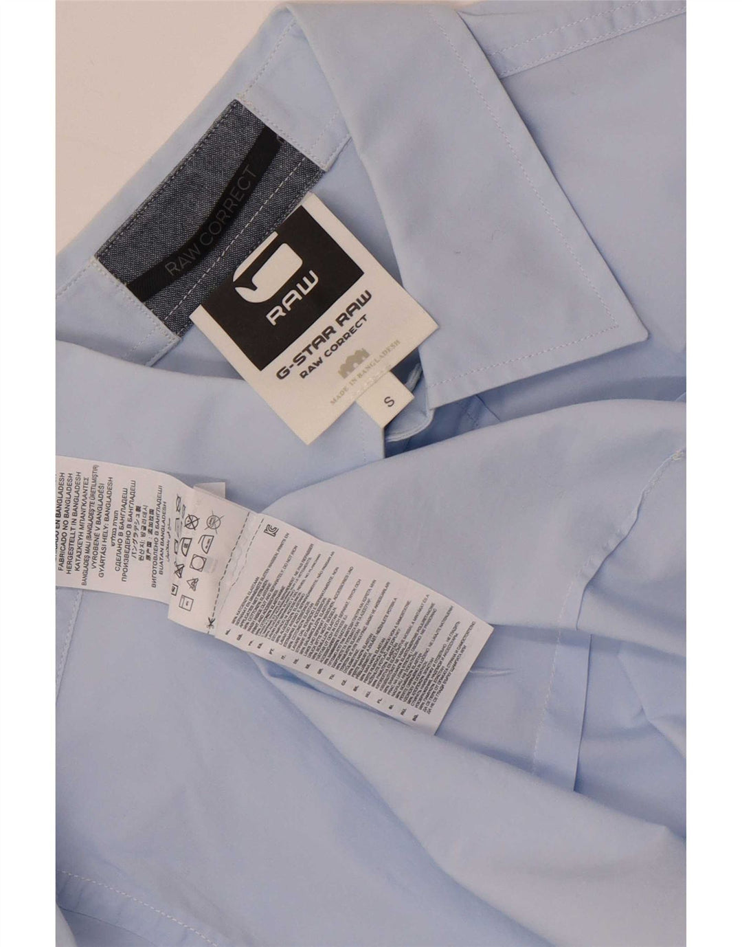 Camisa masculina G-Star pequena azul algodão