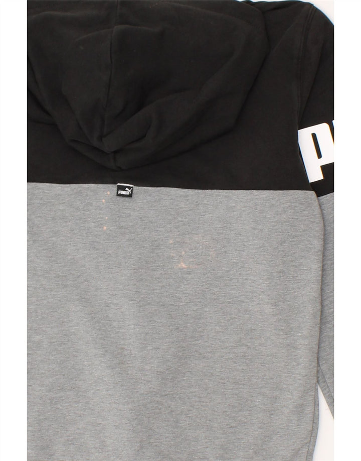 PUMA Boys Graphic Zip Hoodie Sweater 11-12 Years Grey Colourblock Cotton Vintage Puma and Second-Hand Puma from Messina Hembry 