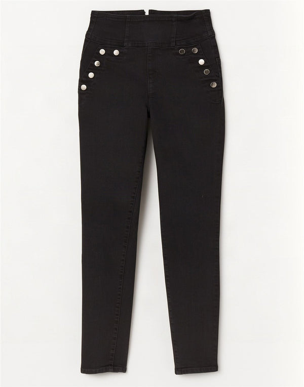 Guess Calça jeans feminina cintura alta W27 L29 algodão preto