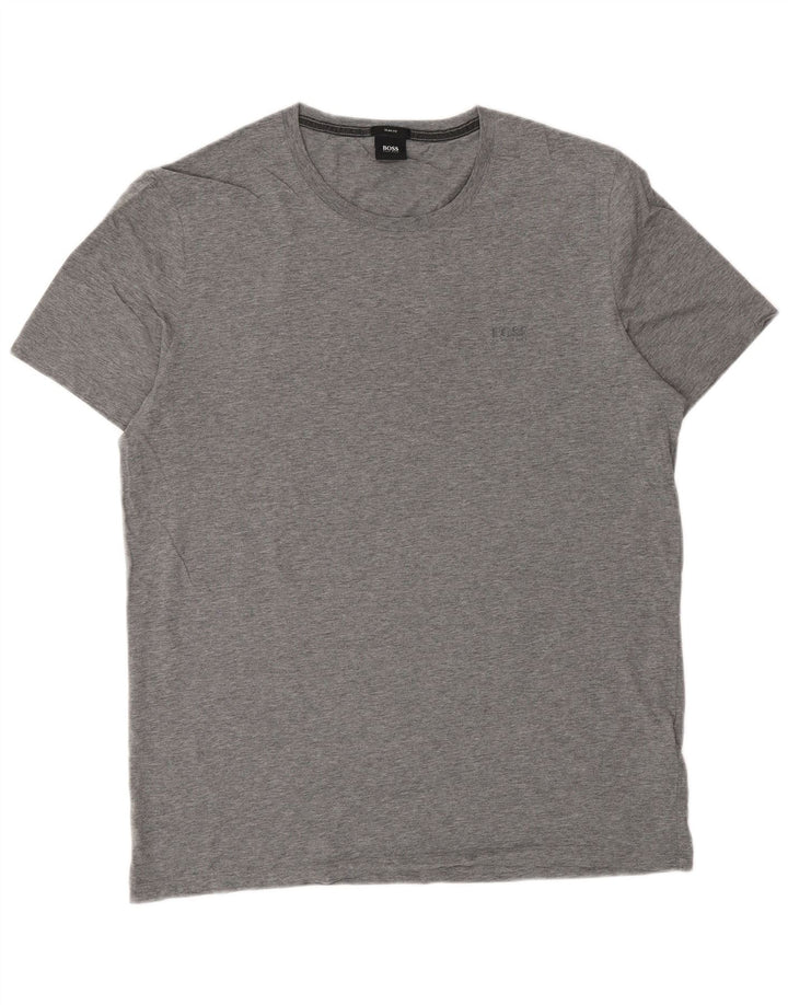 Camiseta masculina Hugo Boss Top 2XL algodão manchado cinza