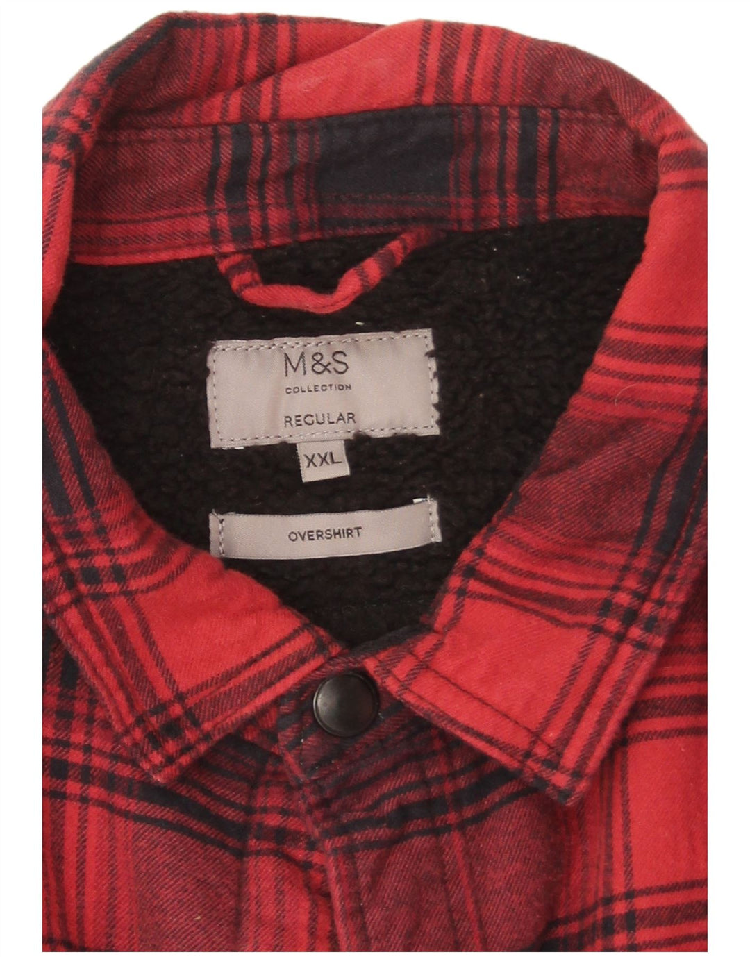 Camisa masculina de flanela regular Marks & Spencer 2XL xadrez vermelha