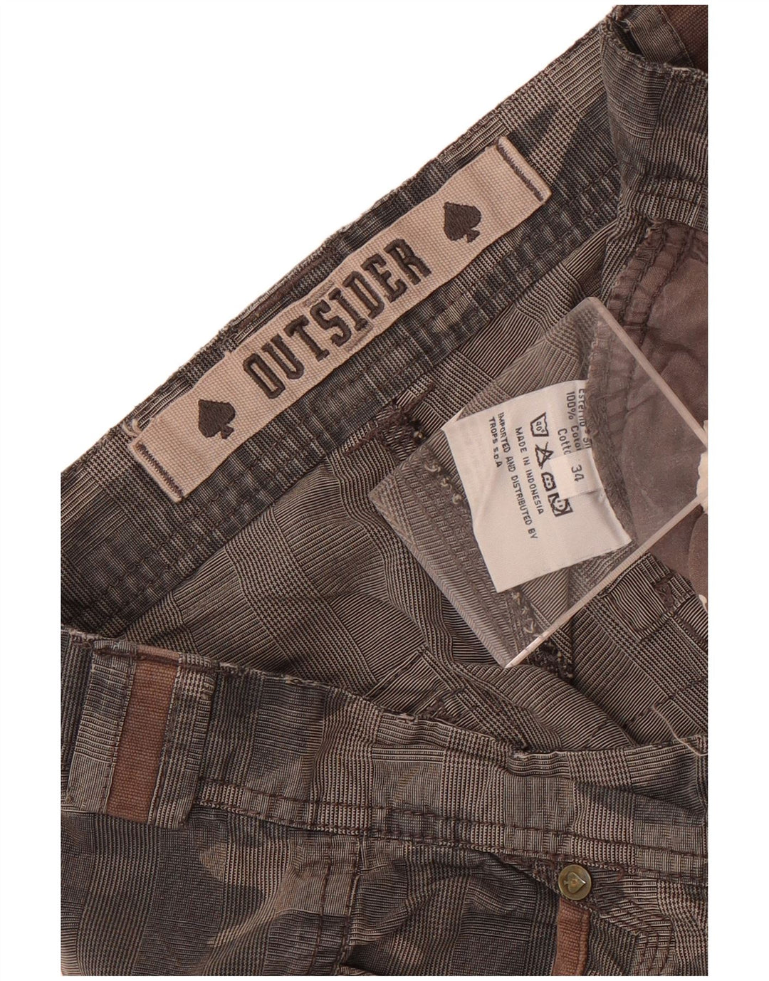 Shorts cargo masculino Outsider W34 grande algodão camuflado cinza