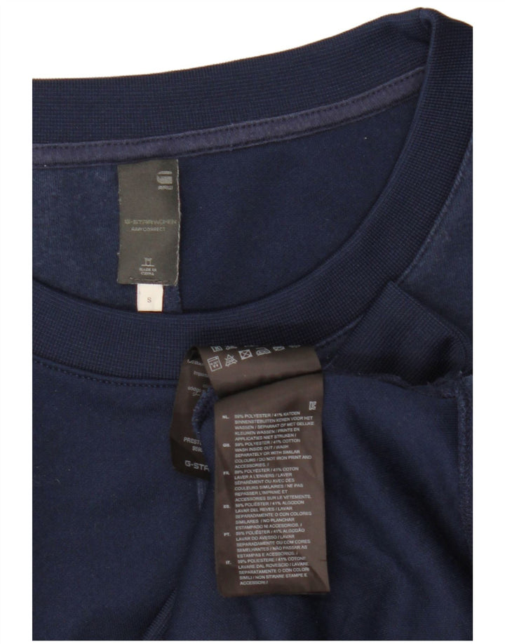 Camiseta feminina grande G-Star UK 10 pequena azul marinho poliéster