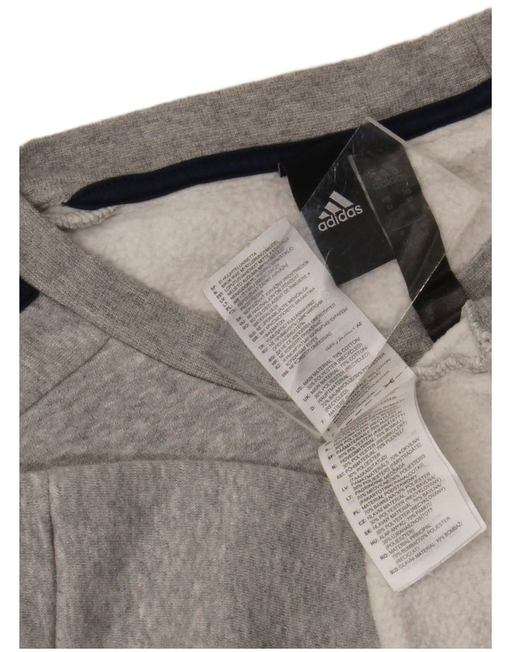 Adidas Mens Moletom Jumper Médio Algodão Cinza