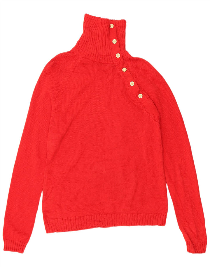 Suéter feminino RALPH LAUREN com gola redonda e gola redonda, 10 algodão vermelho pequeno