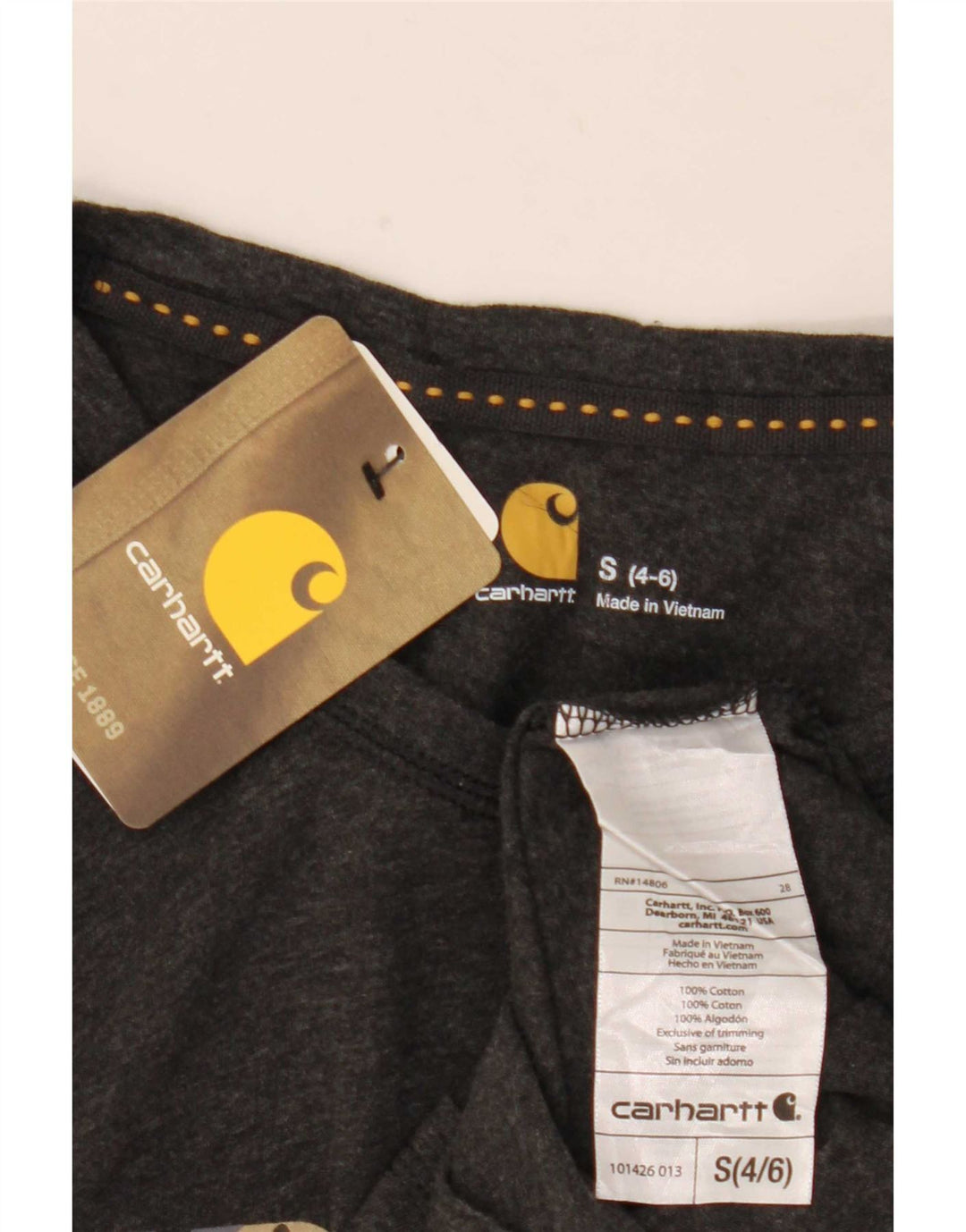 Top gráfico feminino Carhartt manga comprida US 4/6 algodão cinza pequeno