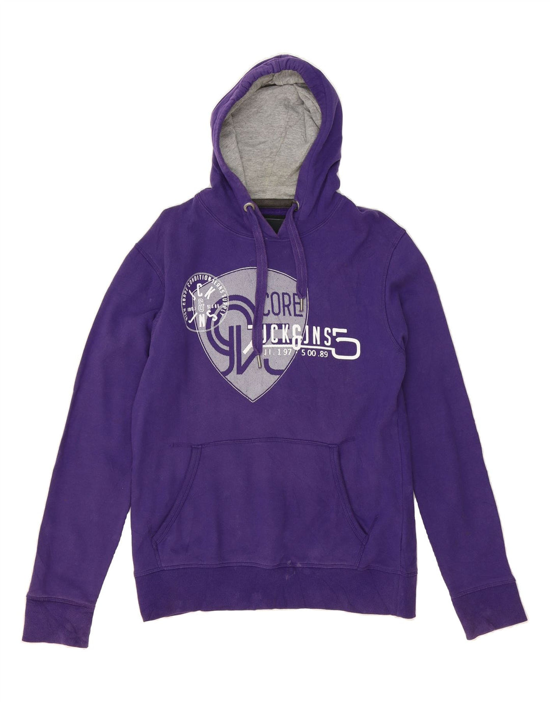 JACK & JONES Mens Graphic Hoodie Jumper Large Purple Vintage Jack & Jones and Second-Hand Jack & Jones from Messina Hembry 