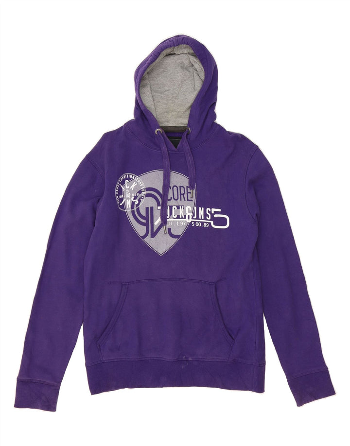 JACK & JONES Mens Graphic Hoodie Jumper Large Purple Vintage Jack & Jones and Second-Hand Jack & Jones from Messina Hembry 