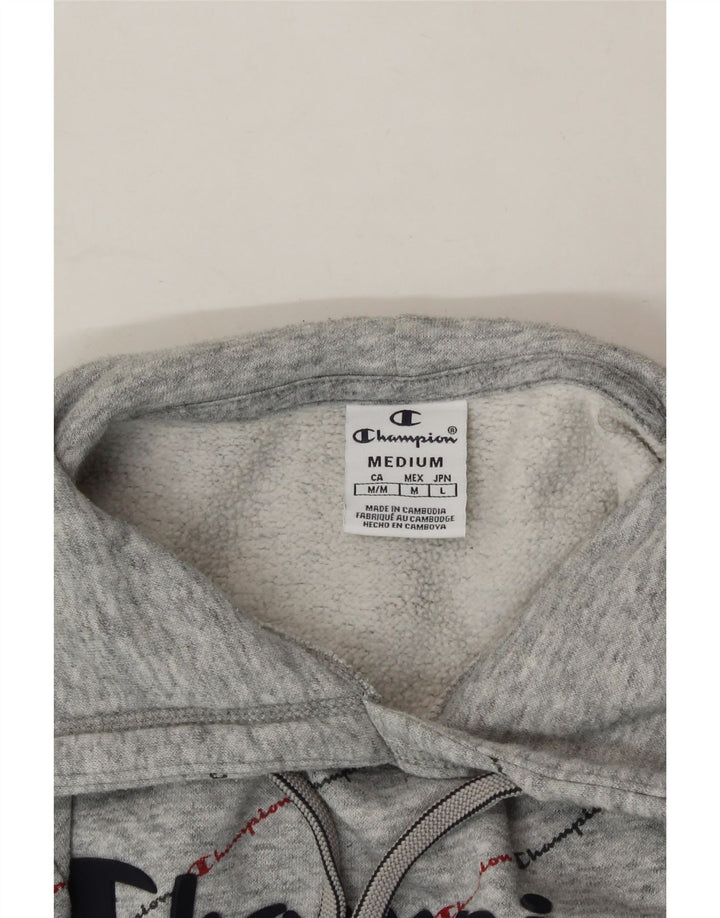 CHAMPION Womens Graphic Hoodie Jumper UK 14 Medium Grey Cotton Vintage Champion and Second-Hand Champion from Messina Hembry 