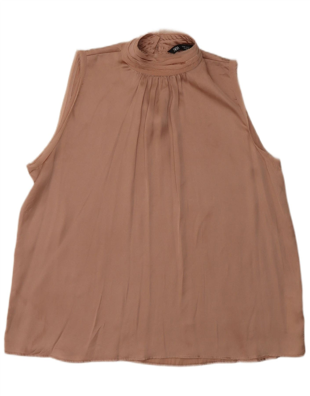 Blusa feminina sem mangas ZARA UK 12 poliéster rosa médio