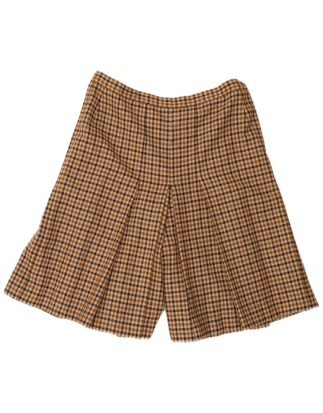 Shorts casuais femininos vintage de cintura alta W30 médio marrom houndstooth