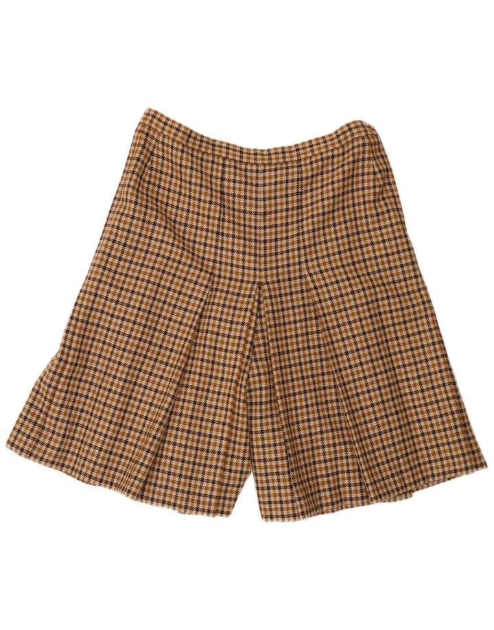 Shorts casuais femininos vintage de cintura alta W30 médio marrom houndstooth