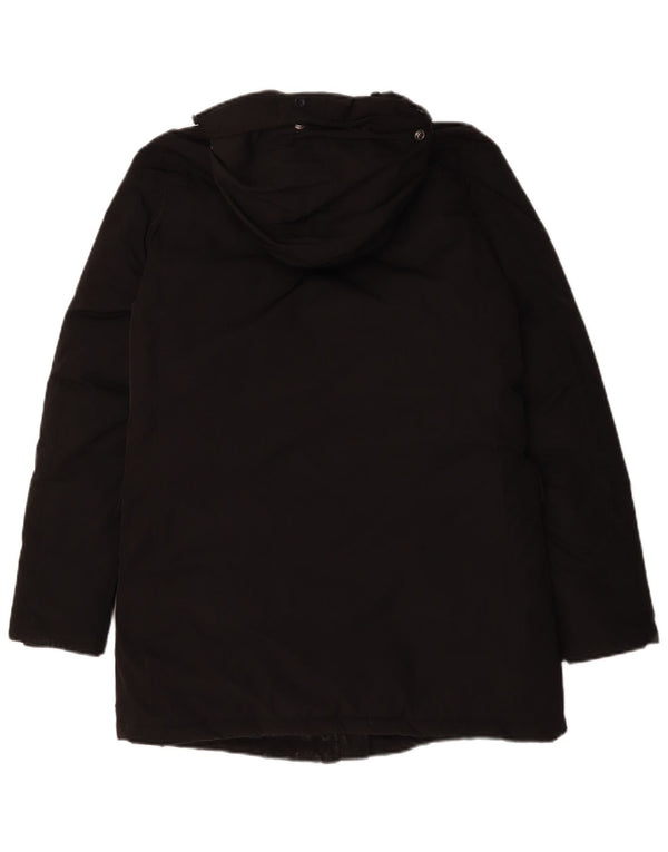 Casaco acolchoado com capuz feminino Maison Scotch UK 14 poliéster preto médio