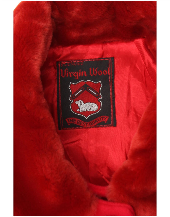Sobretudo feminino vintage UK 20 2XL lã virgem vermelha