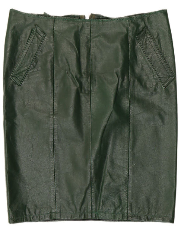 Saia de couro feminina VINTAGE W36 XL verde
