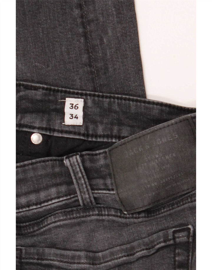 Jack & Jones Mens Slim Jeans W36 L34 Cinza Algodão