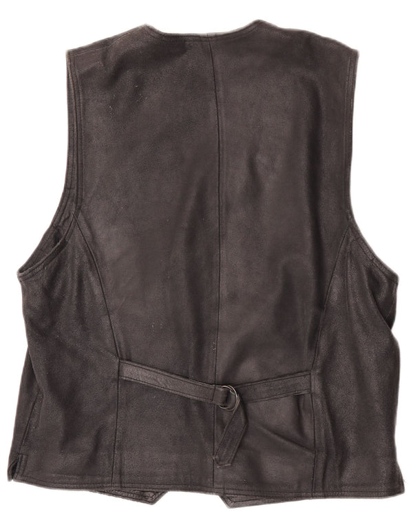 Colete masculino vintage de camurça IT 48 couro preto médio