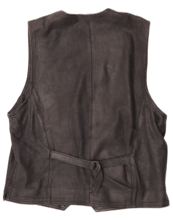 Colete masculino vintage de camurça IT 48 couro preto médio