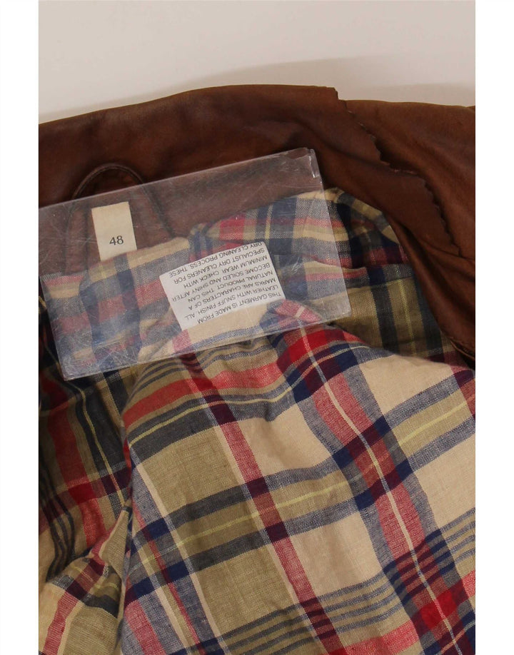 Jaqueta de couro masculina vintage IT 48 médio bege