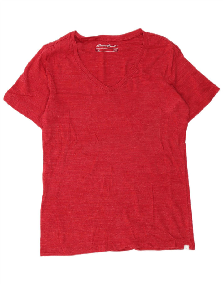 Camiseta feminina Eddie Bauer UK 14 grande algodão vermelho
